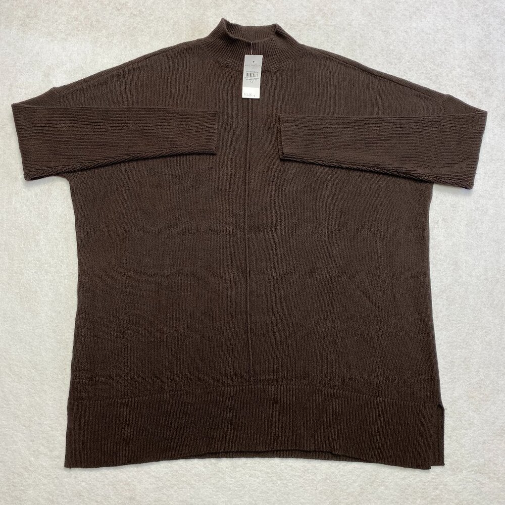 NWT Loft Ann Taylor Sweater Women's M Brown Knit Pullover Mock Neck $89 NEW